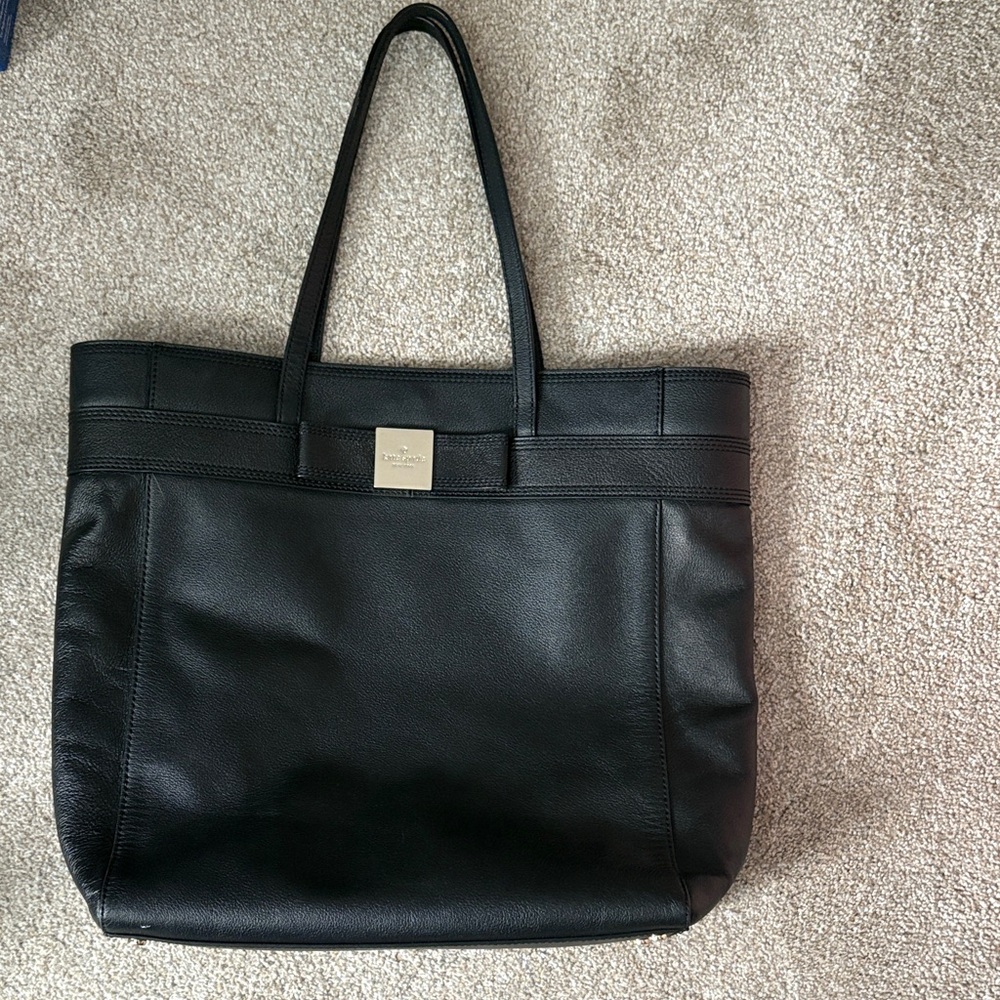 Kate Spade Black Leather Handbag with Gold Accent - Picture 3 of 8